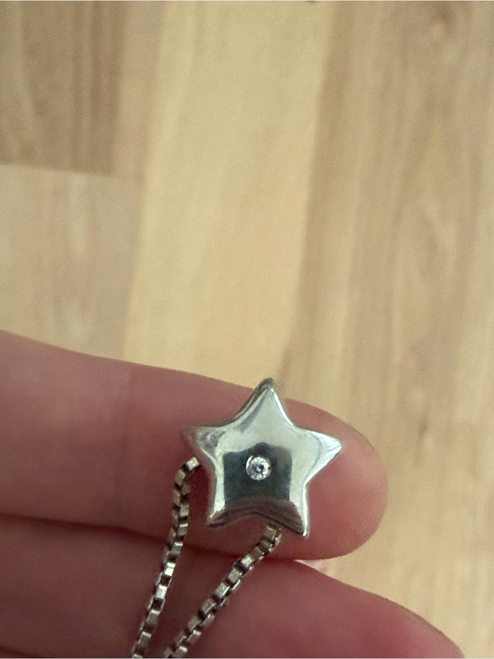 Sterling Silver Star Pendant Necklace with diamond stud